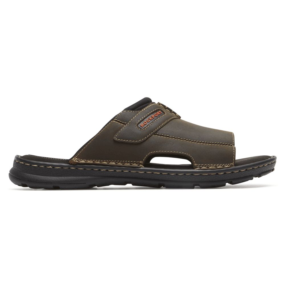 Rockport Darwyn 2 Slide - Mens Slides - Brown - NZ (JCZ-120643)